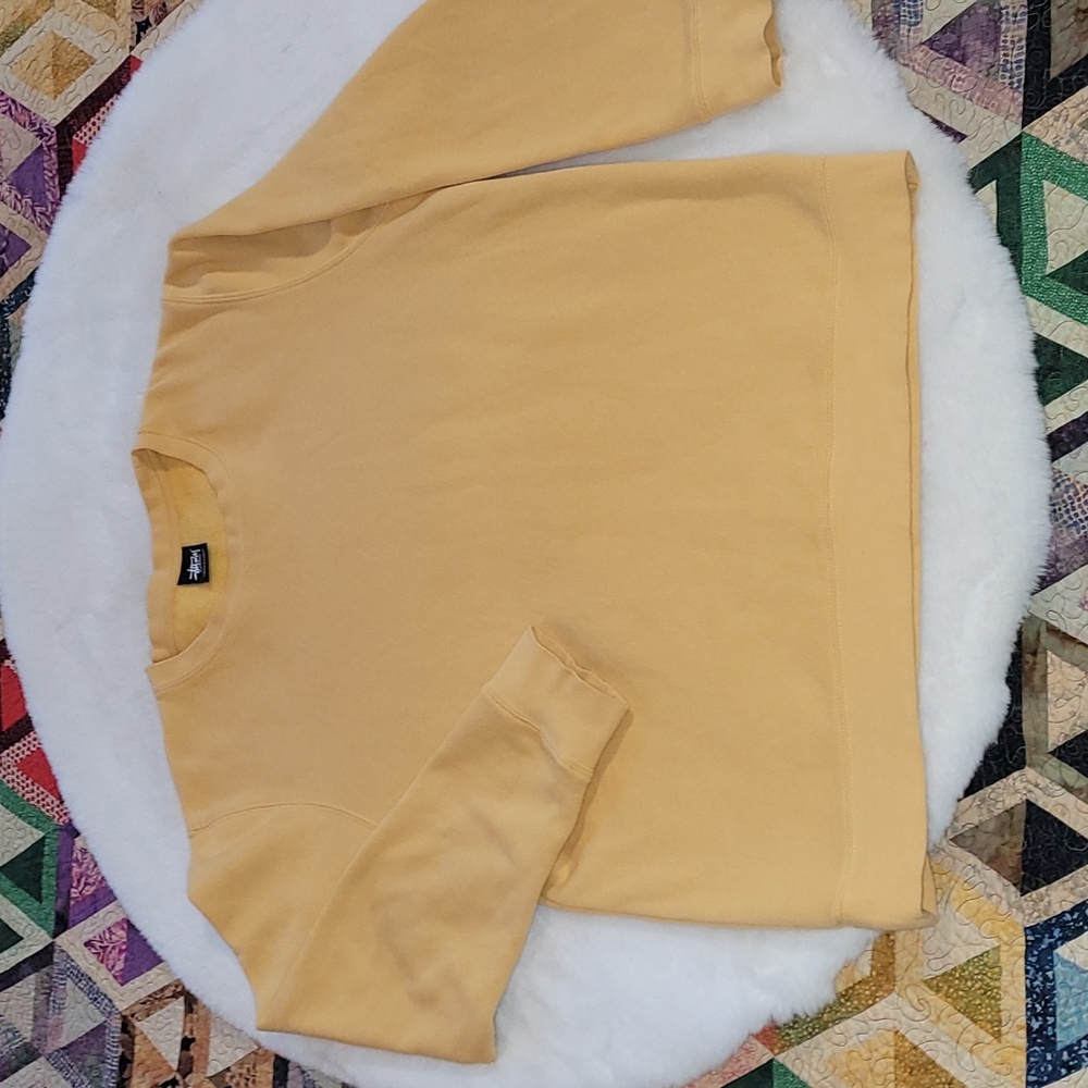 Stussy Mustard Yellow Casual Crewneck Long Sleeve Sweatshirt X-Large